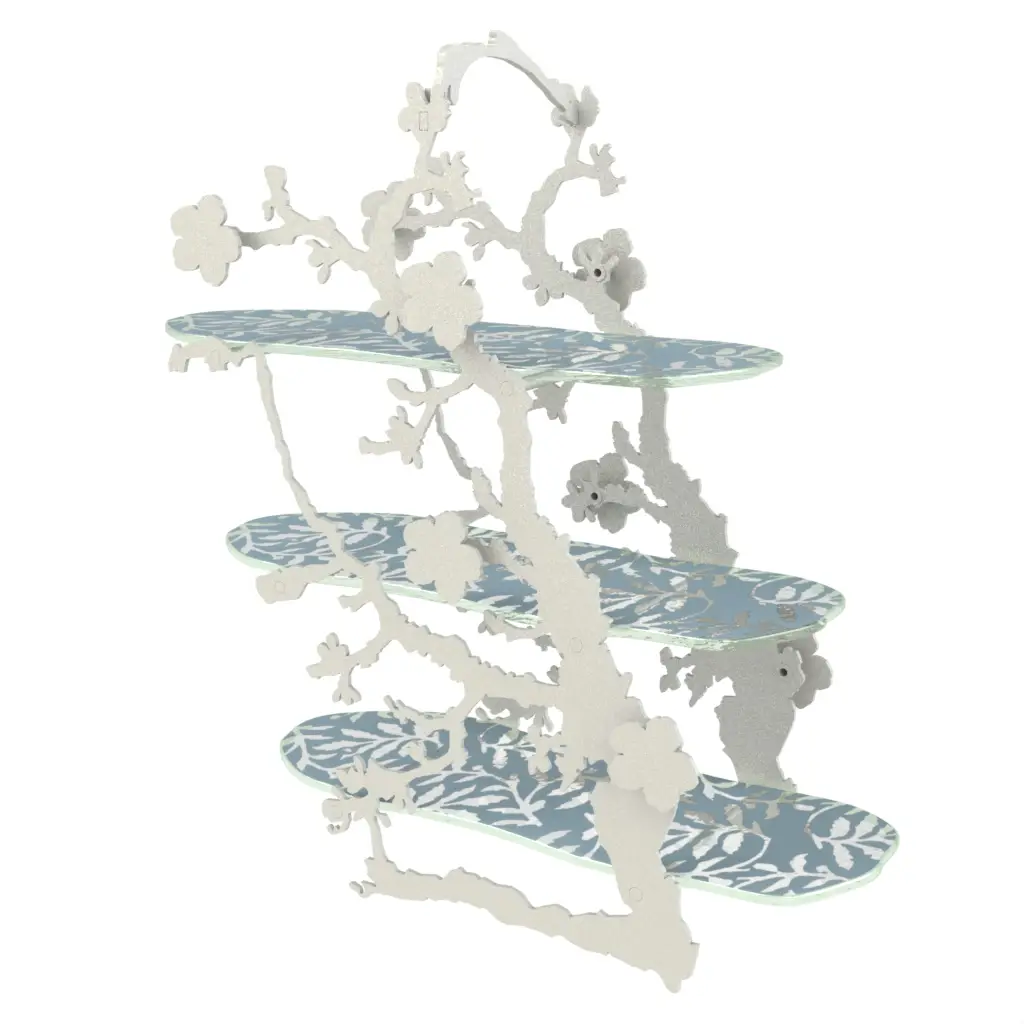 Three Tier Afternoon Tea Stand in Light Blue - Tea Stands - 3/4 View