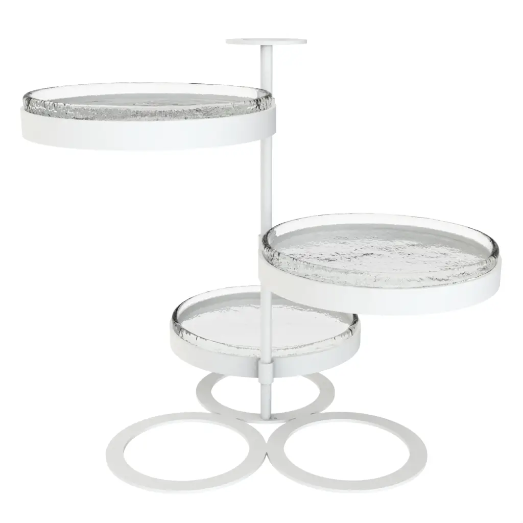 Three Tier Afternoon Tea Stand in Glass With Texture - Tea Stands - 3/4 View
