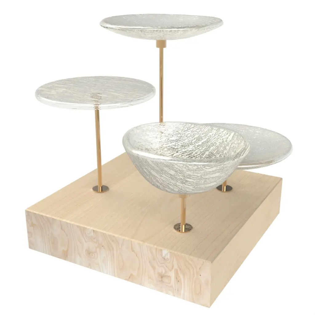Three Tier Petit Four Stand in Birch White - Tea Stands - 3/4 View