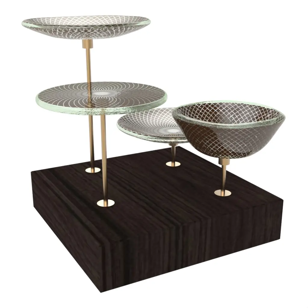 Three Tier Petit Four Stand in Golden Brown - Tea Stands - 3/4 View