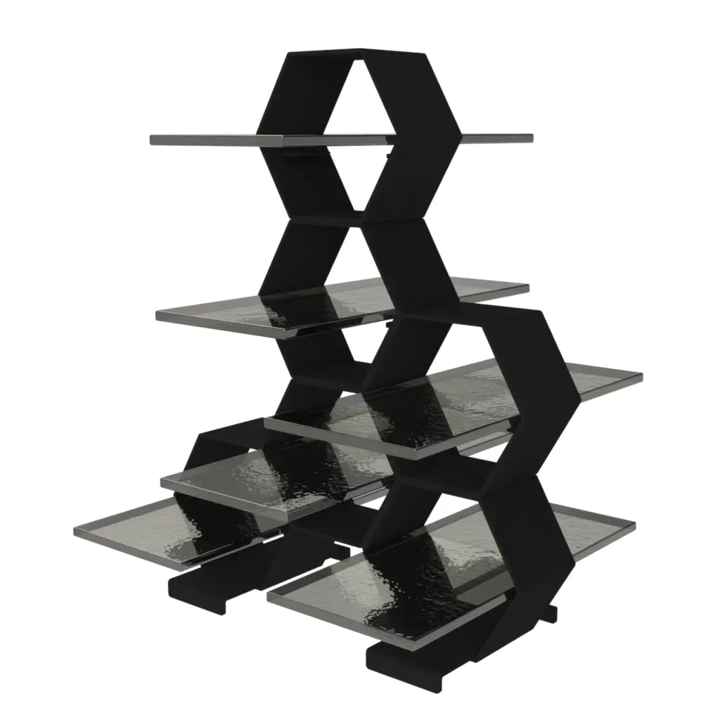 Three Tier Petit Four Stand in Gray Textured Glass - Tea Stands - 3/4 View