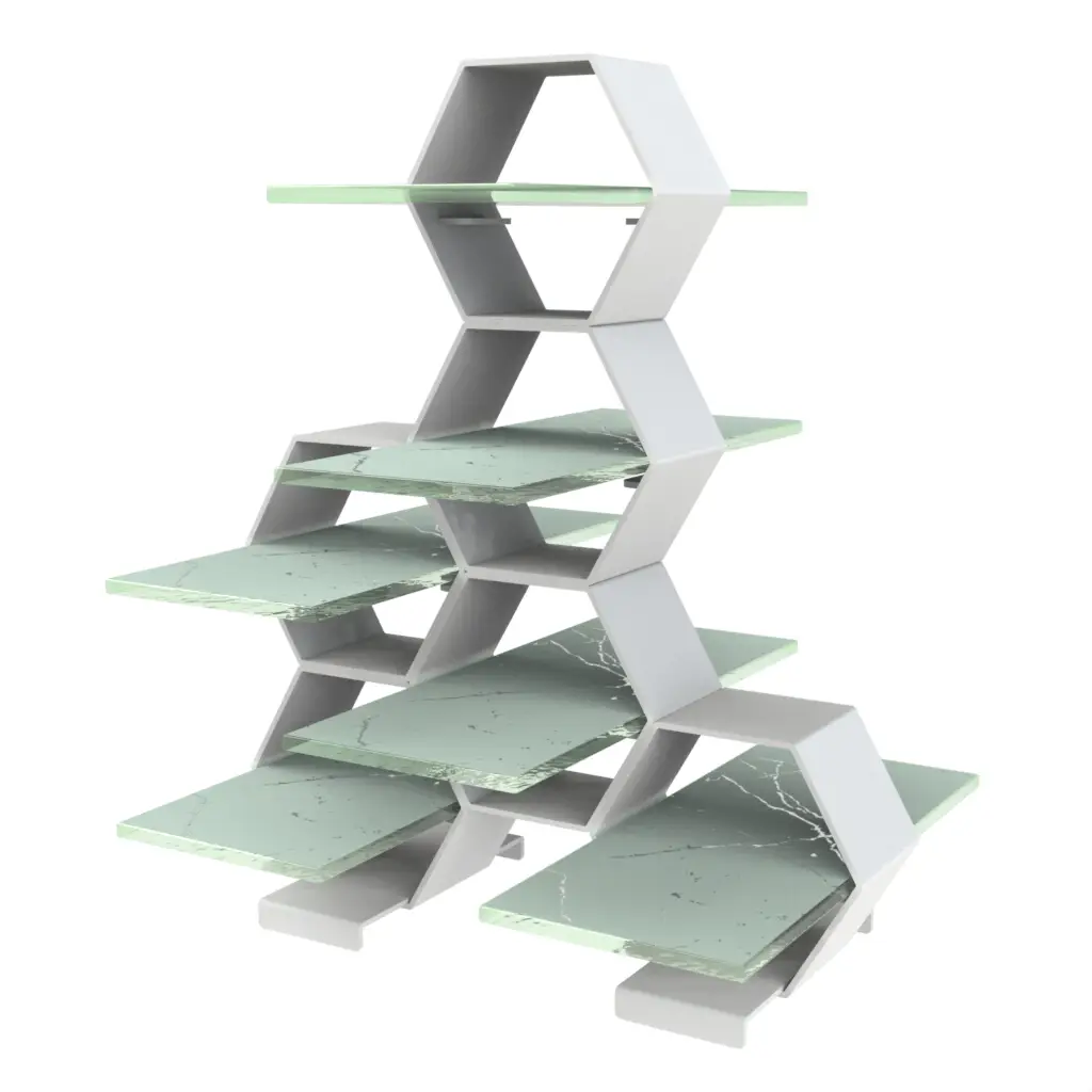 Three Tier Petit Four Stand in Teal Turquoise - Tea Stands - 3/4 View