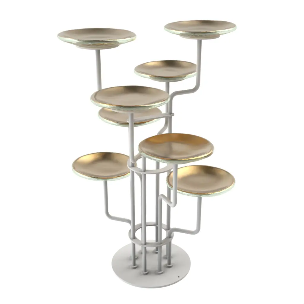 Three Tier Petit Four Stand in Pure Gold - Tea Stands - 3/4 View
