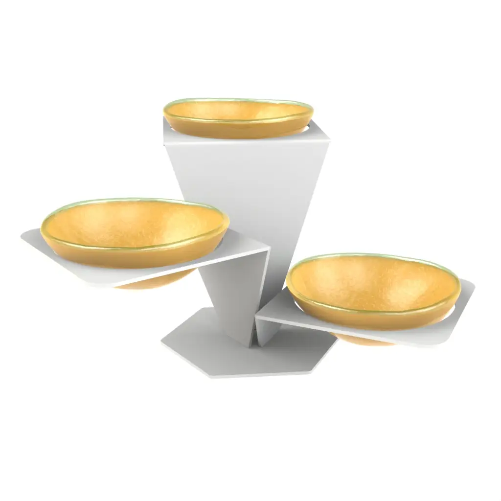 Tiered Serving Bowl in Matte Gold - Serving Stands - 3/4 View