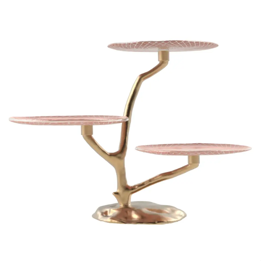 Tiered Serving Platter in Light Salmon Pink - Serving Stands - 3/4 View