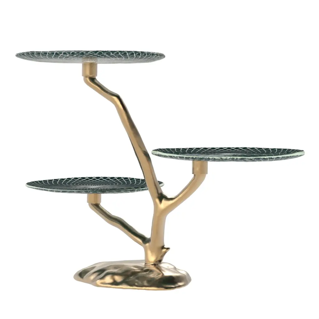 Tiered Serving Platter in Jungle Blue - Serving Stands - 3/4 View