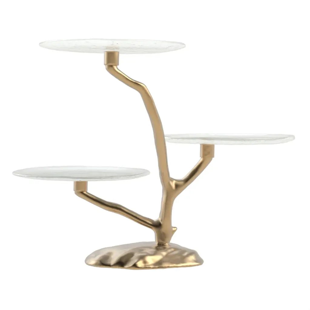 Tiered Serving Platter in Glass With Texture - Serving Stands - 3/4 View