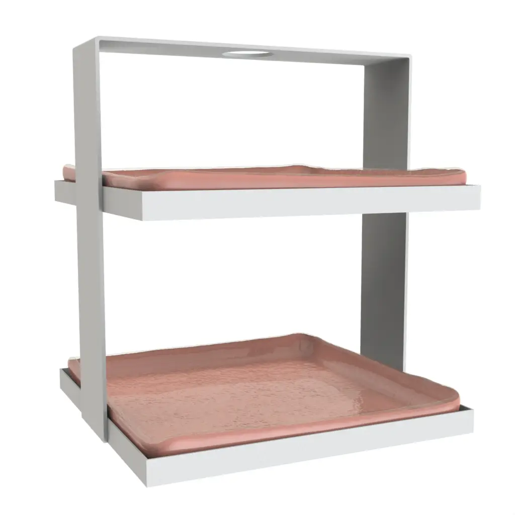 Two Tier Dessert Stand in Light Salmon Pink - Tea Stands - 3/4 View