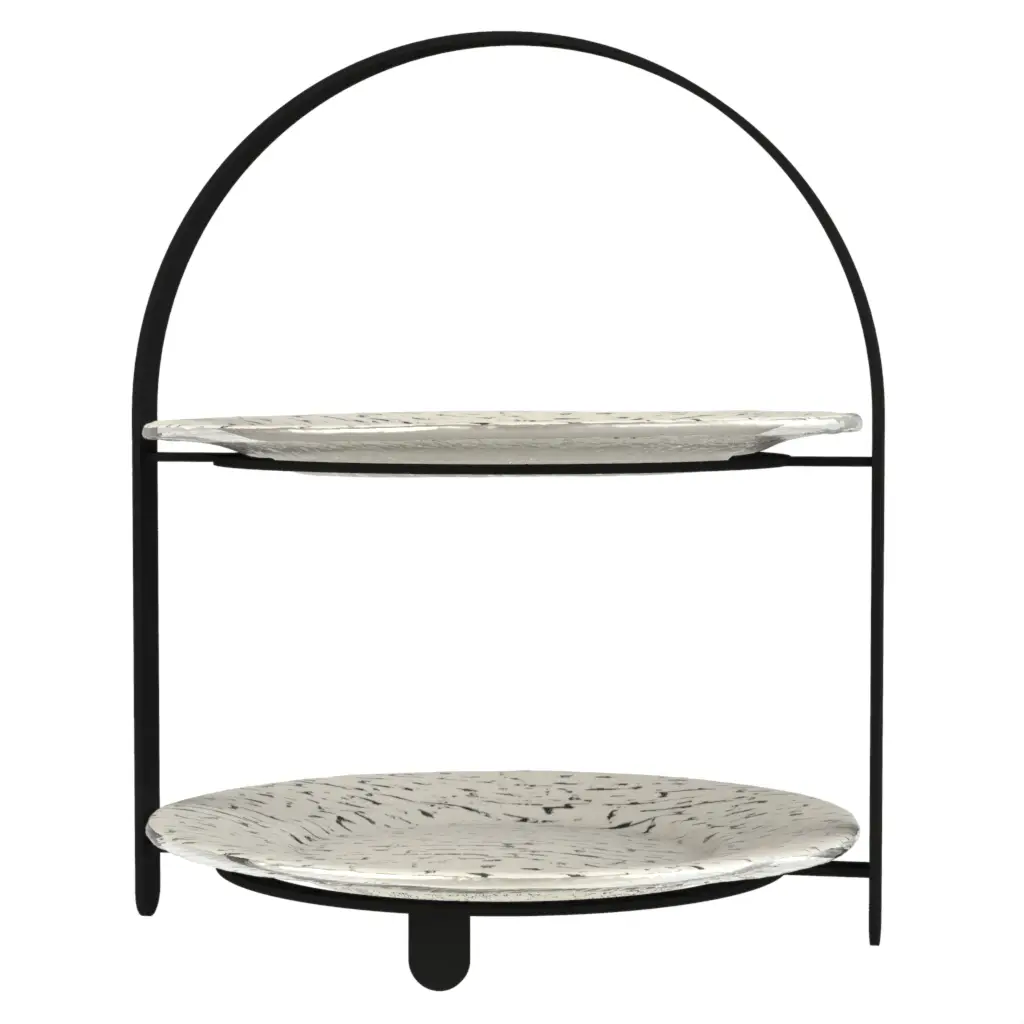 Two Tier Dessert Stand in Birch White - Tea Stands - 3/4 View