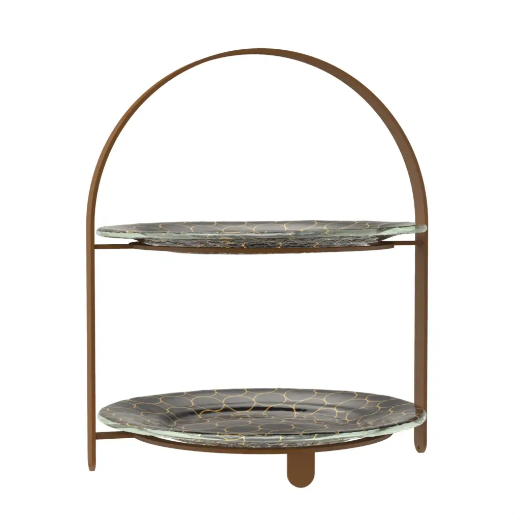 Two Tier Dessert Stand in Black - Tea Stands - 3/4 View