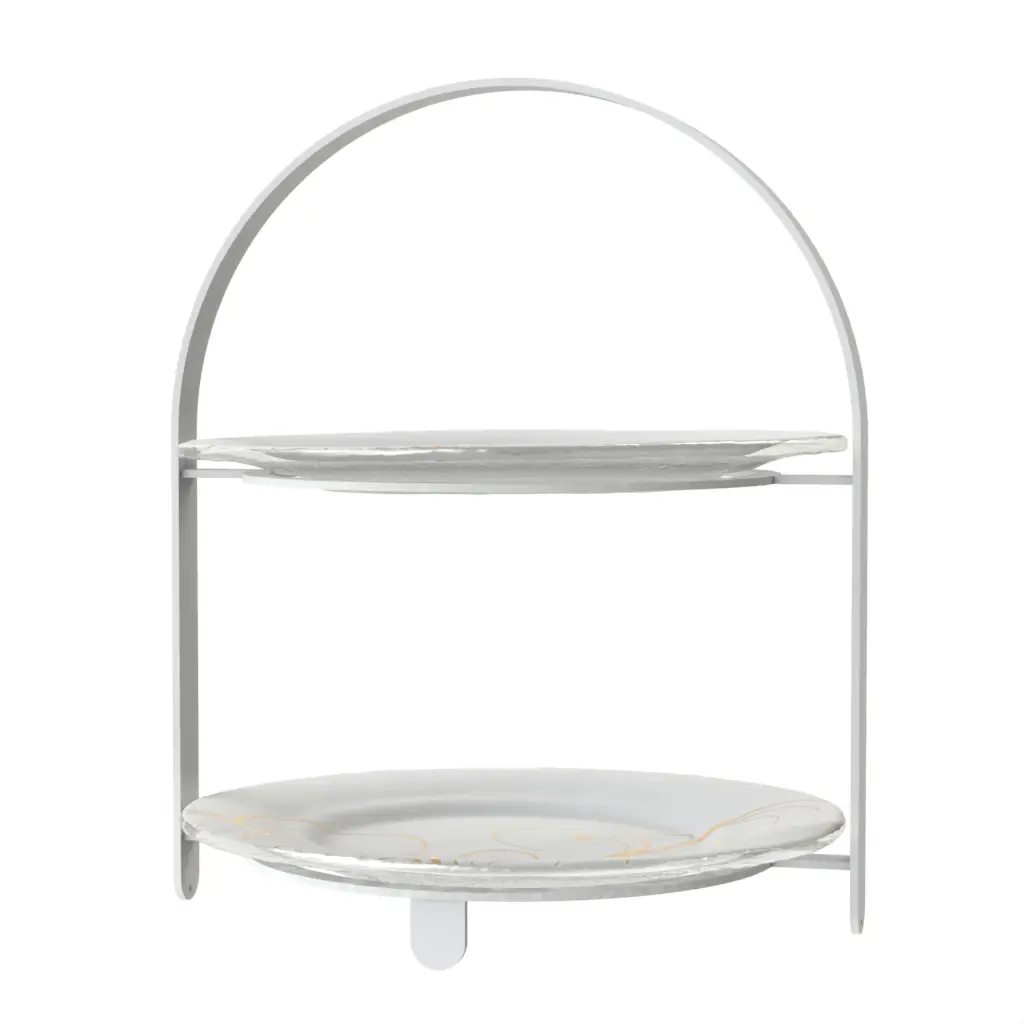 Two Tier Dessert Stand in Milk White - Tea Stands - 3/4 View