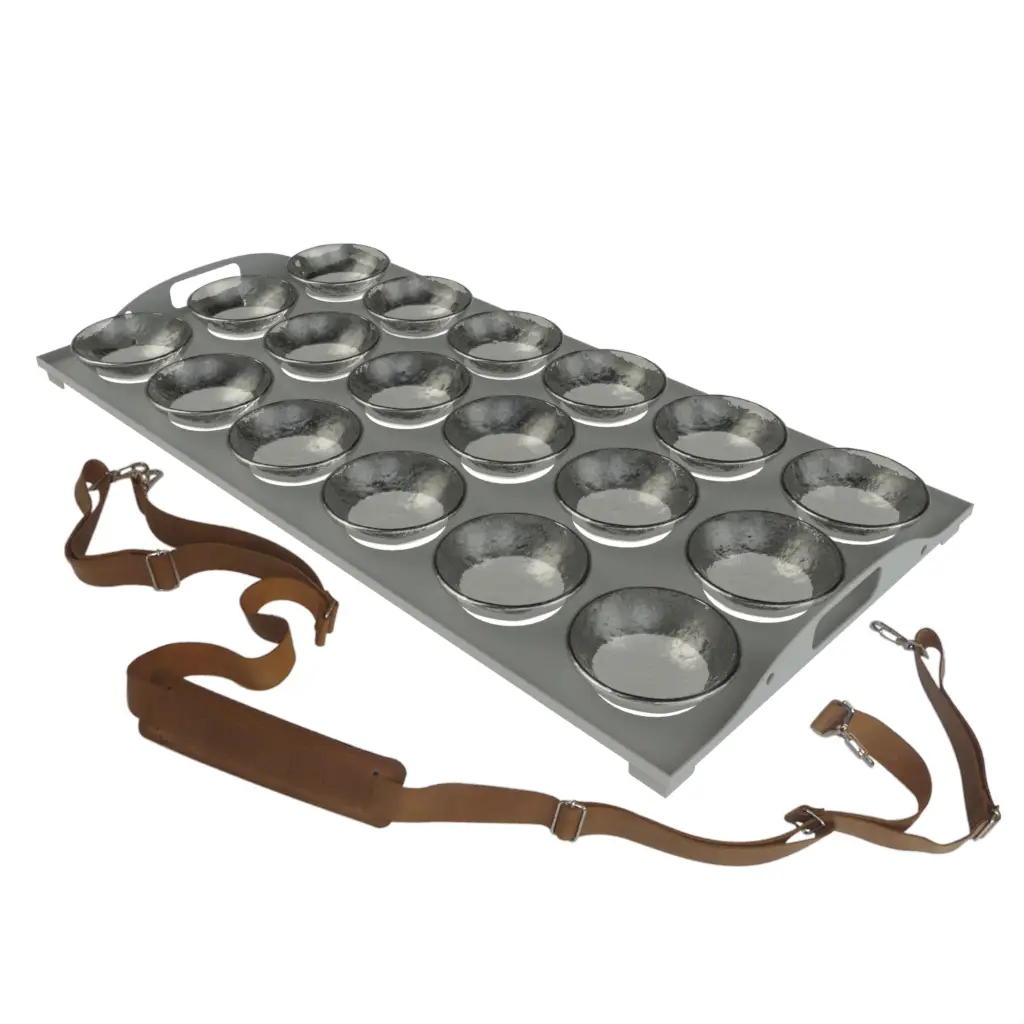 Usher Tray in Gray Textured Glass - Catering Serveware - 3/4 View