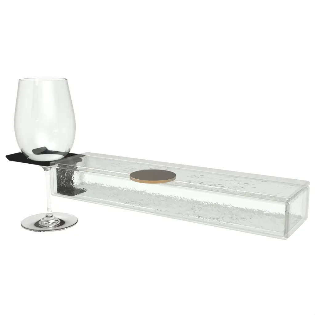 Wine Holder Plate in Glass With Texture - Catering Serveware - 3/4 View