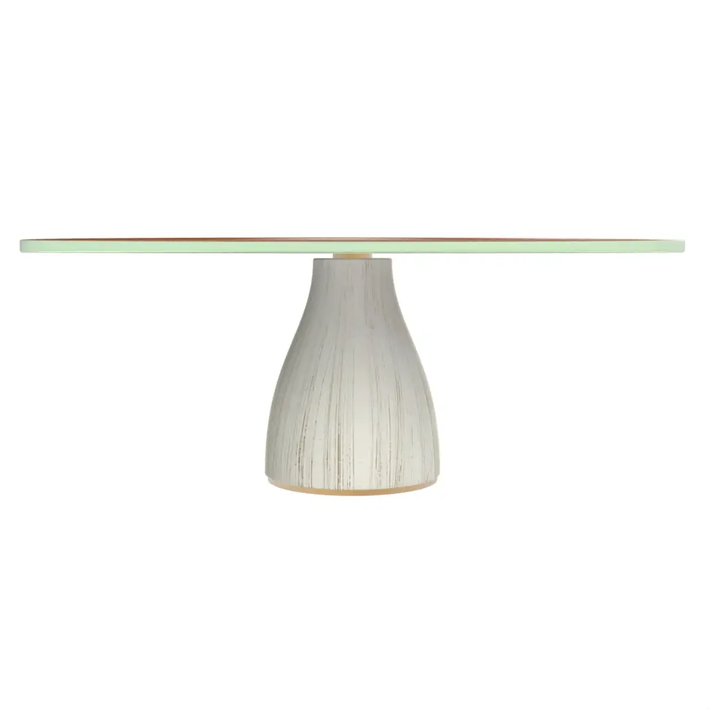 Wood Pedestal Cake Stand in Hermes Orange - Cake Stands - 3/4 View