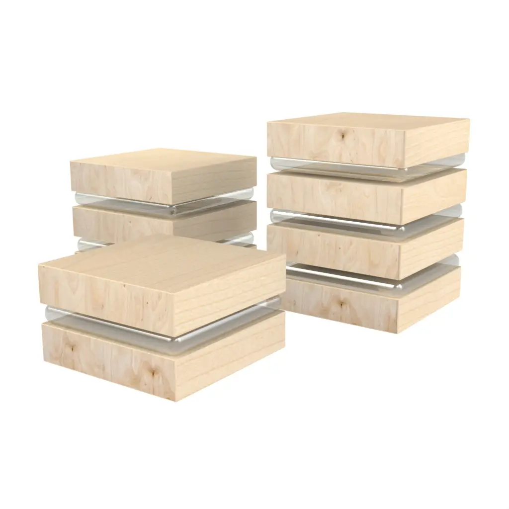 Wooden Buffet Risers in Glass With Texture - Buffet Risers Stands - 3/4 View