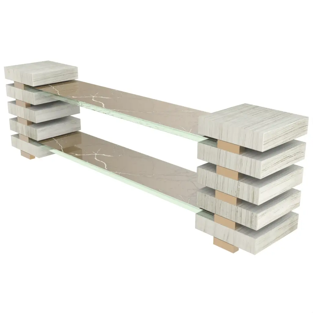 Wooden Food Display Stand in Olive Gray - Buffet Risers Stands - 3/4 View
