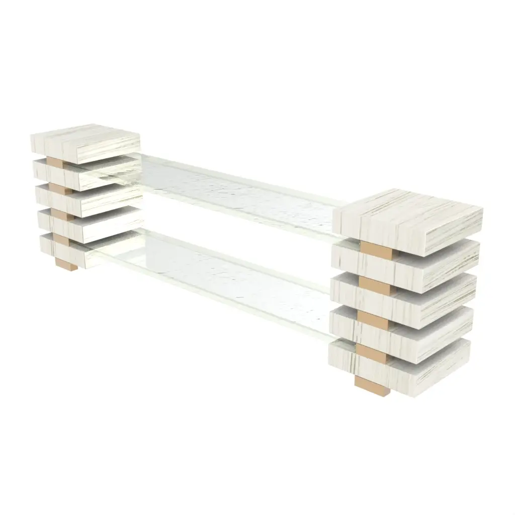 Wooden Food Display Stand in Glass With Texture - Buffet Risers Stands - 3/4 View