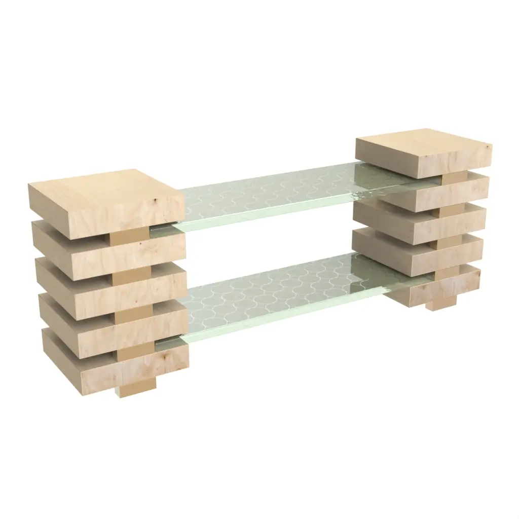 Wooden Food Display Stand in Mint Green - Buffet Risers Stands - 3/4 View