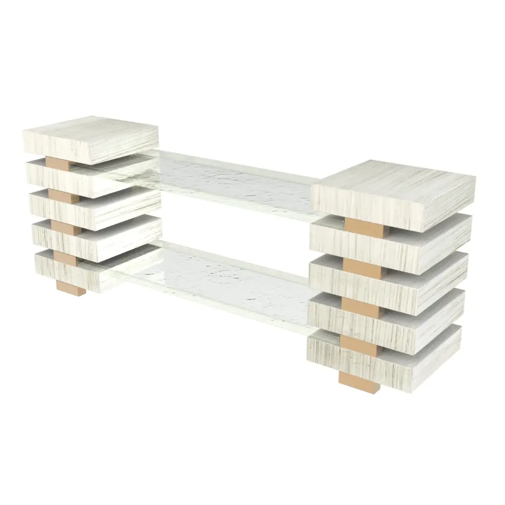 Wooden Food Display Stand in Glass With Texture - Buffet Risers Stands - 3/4 View