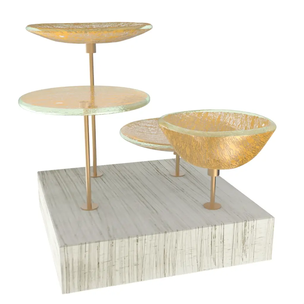 Wooden Nut Dish in Matte Gold - Snacks Serveware - 3/4 View