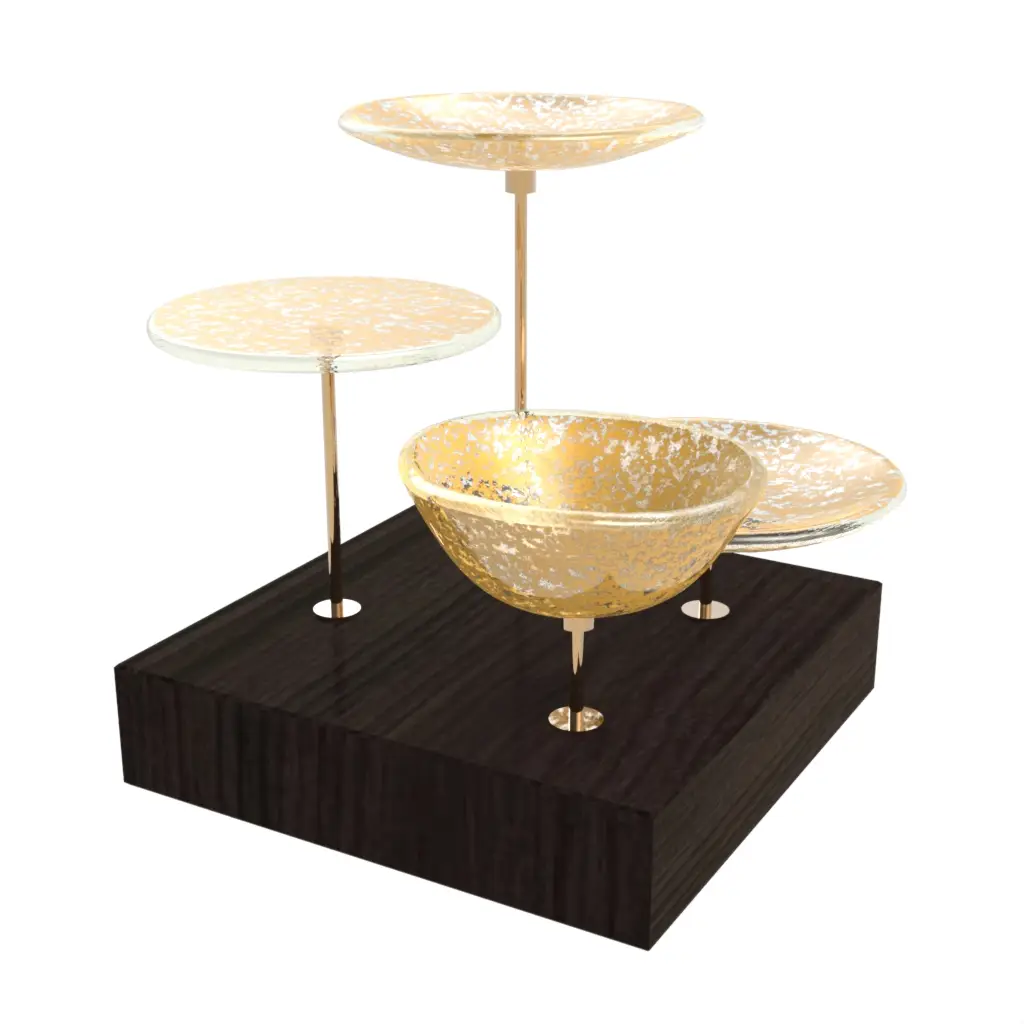 Wooden Nut Dish in Matte Gold - Snacks Serveware - 3/4 View