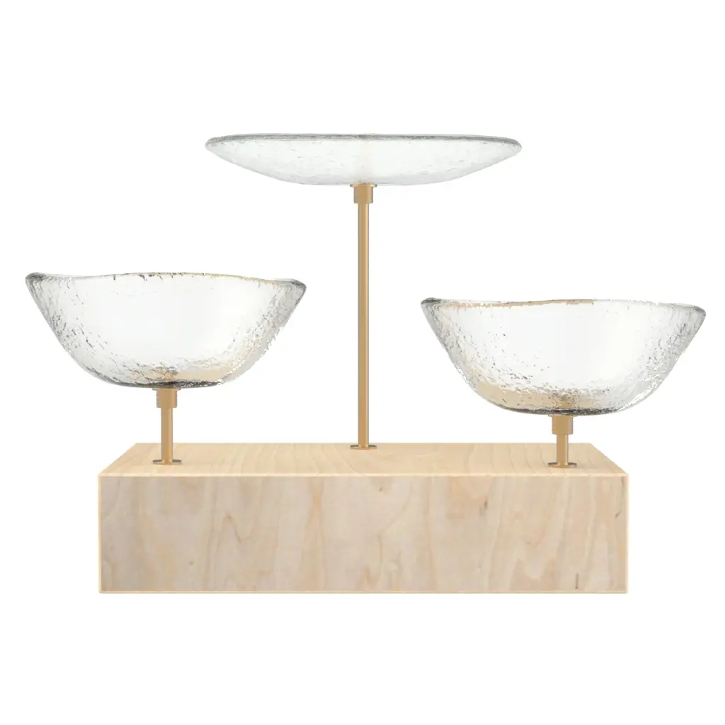Wooden Nut Dish in Glass With Texture - Snacks Serveware - 3/4 View