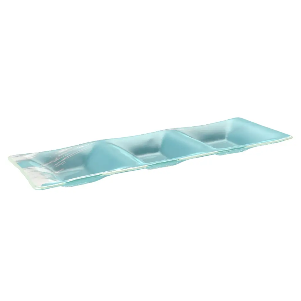 3 Section Tray in Porcelain Blue - Serving Dishes - 3/4 View