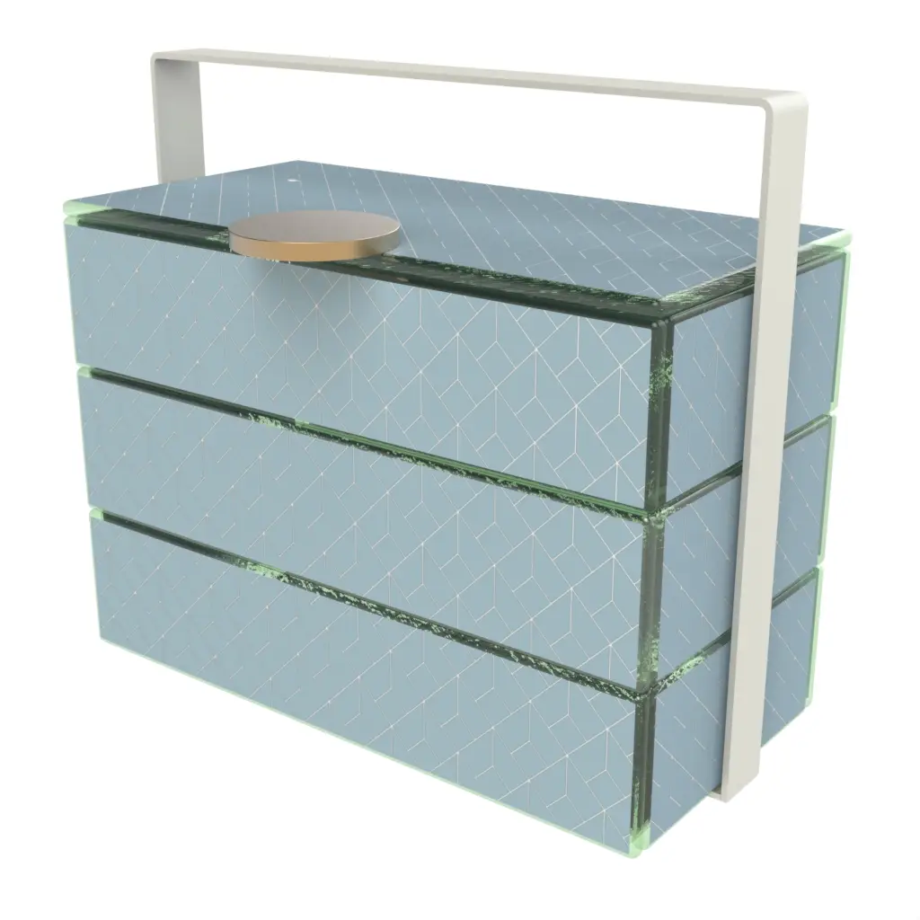 3 Tier Bento Box in Light Blue - Specialty Serveware - 3/4 View