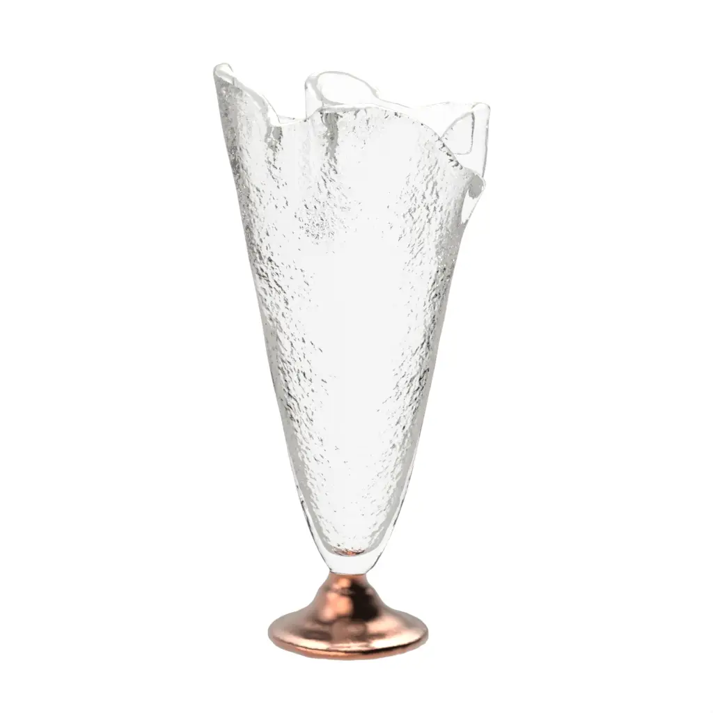 Accent Decor Vase in Glass With Texture - Hotel Room Decor - 3/4 View