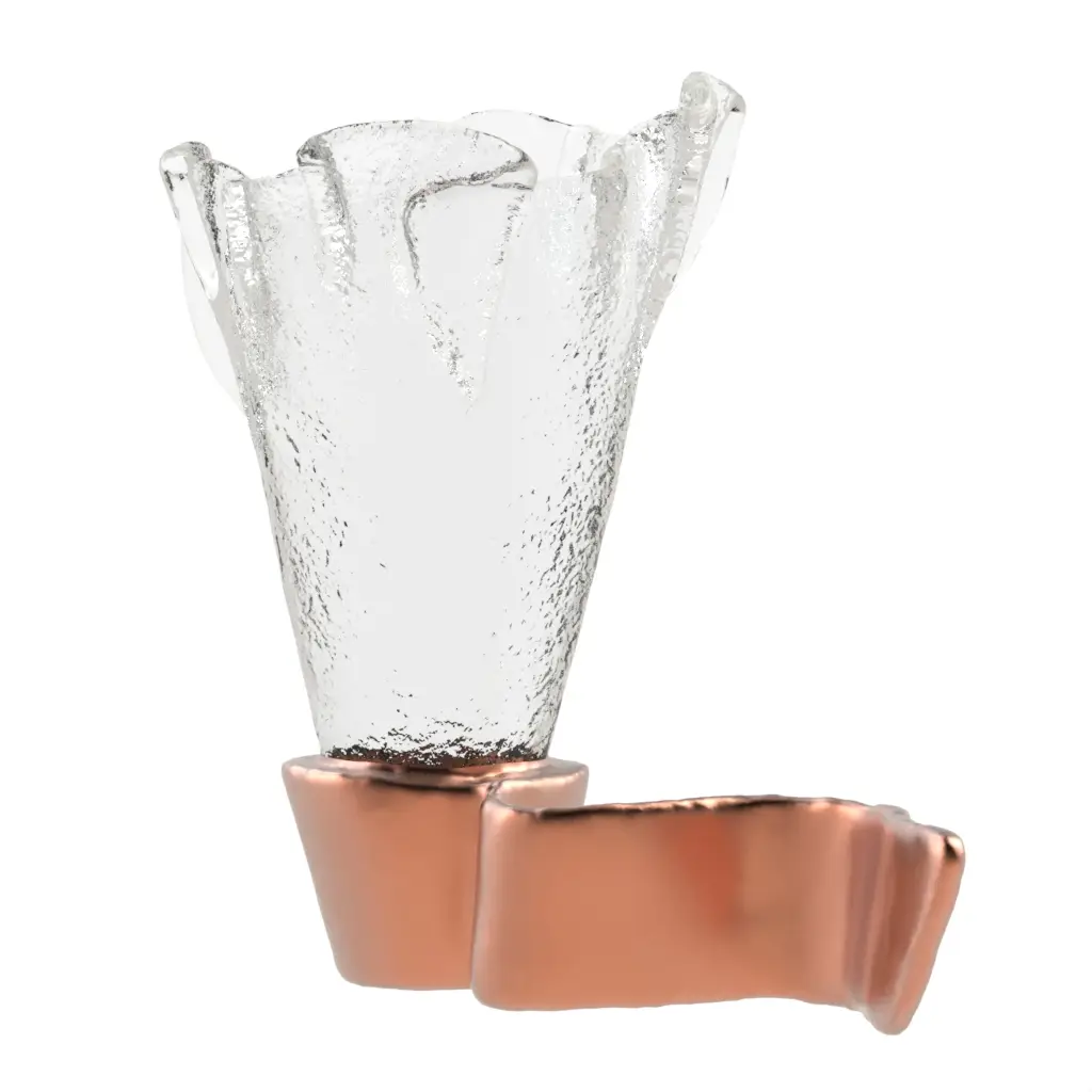 Accent Glass Vase in Glass With Texture - Hotel Room Decor - 3/4 View