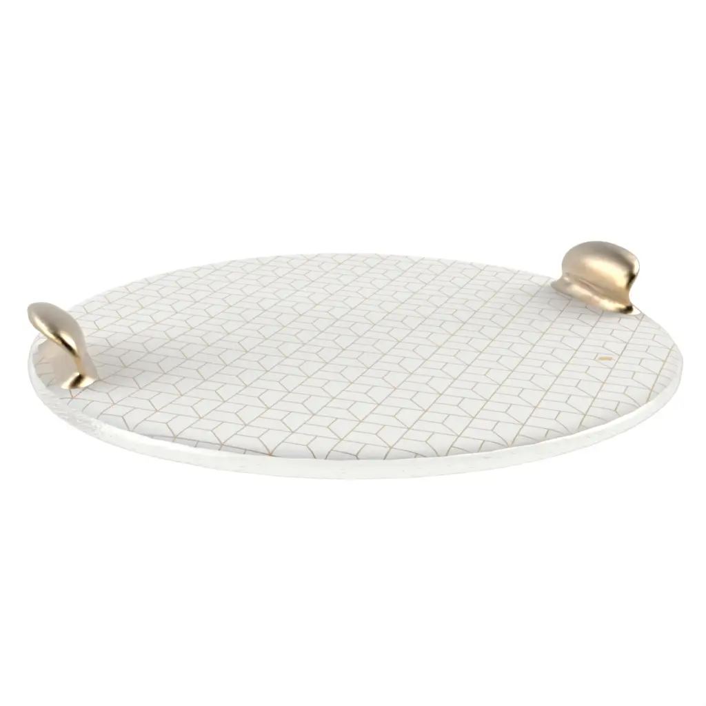 Accent Tray in Milk White - Hotel Room Decor - 3/4 View