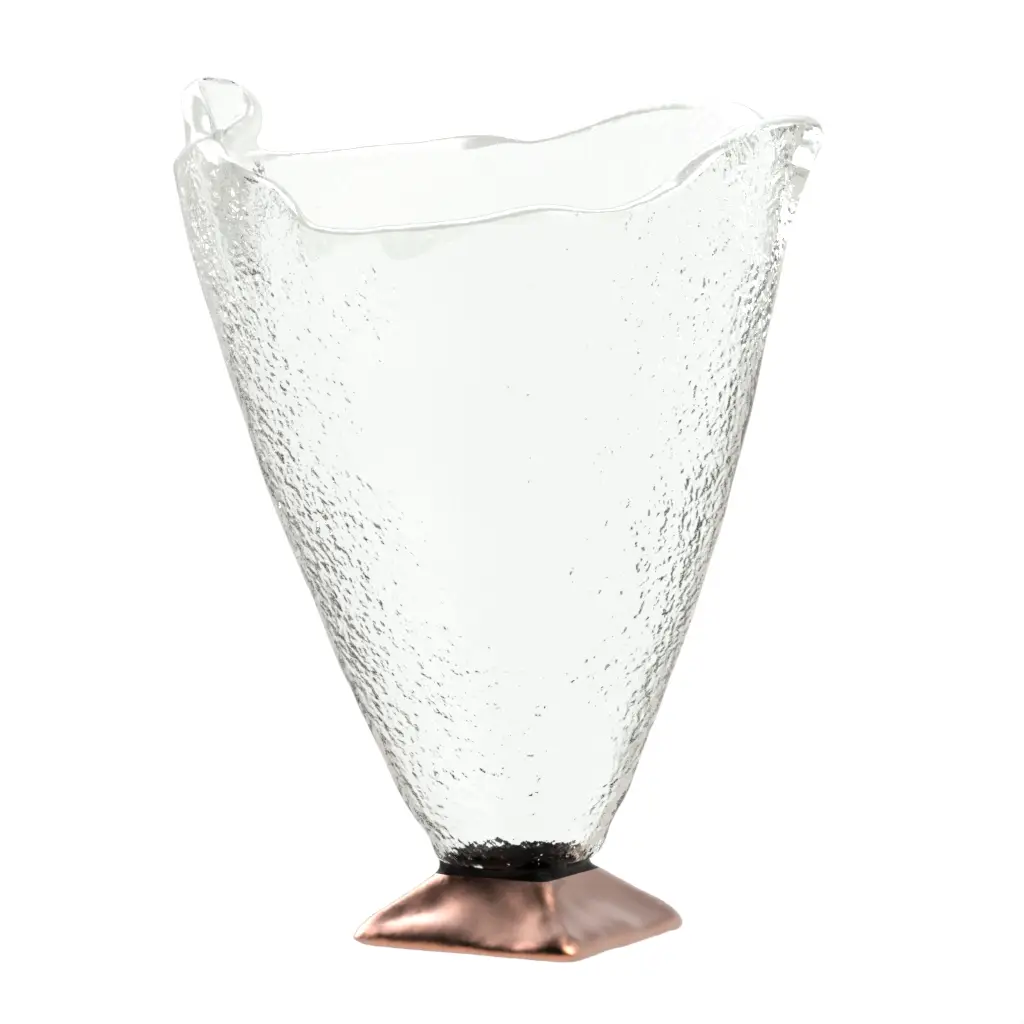 Accent Vase in Glass With Texture - Hotel Room Decor - 3/4 View