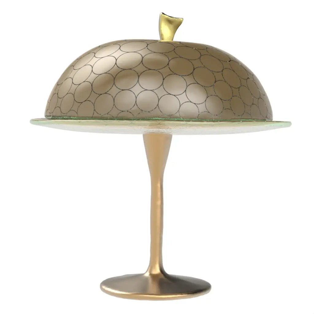 Cake Pedestal With Dome in Olive Gray - Cake Stands - 3/4 View