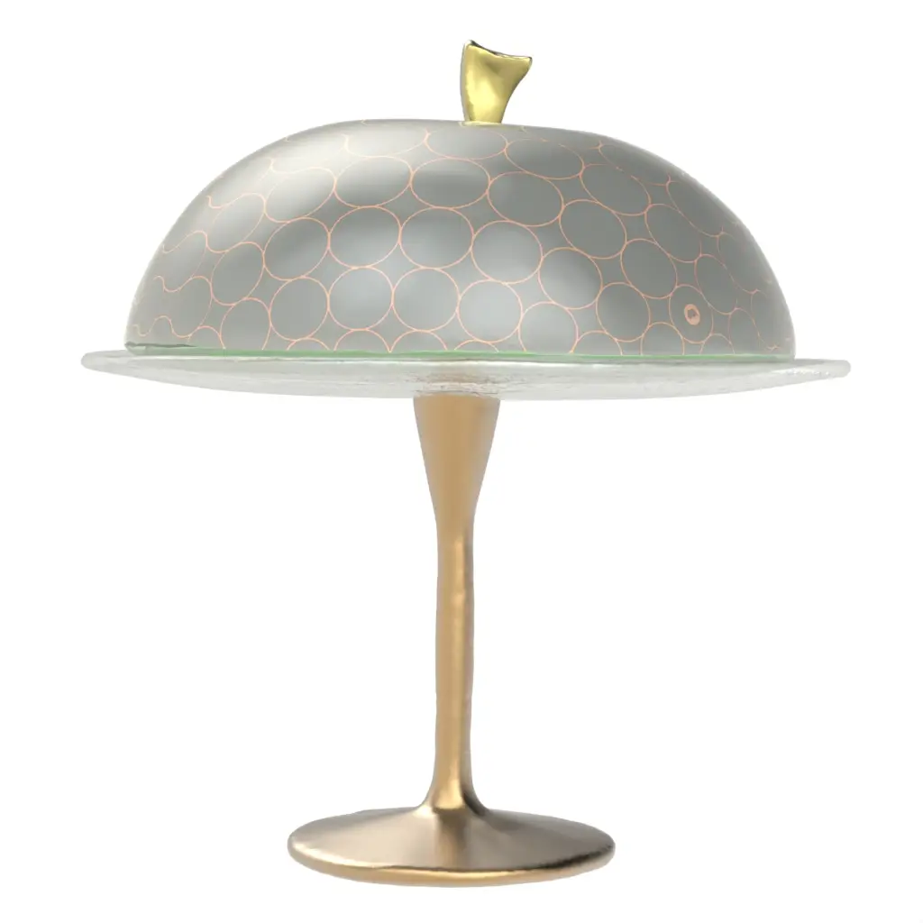 Cake Pedestal With Dome in Dark Silver Gray - Cake Stands - 3/4 View
