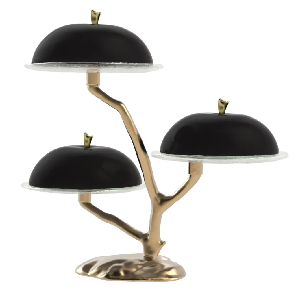 Cake Pedestal With Dome in Black - Cake Stands - 3/4 View
