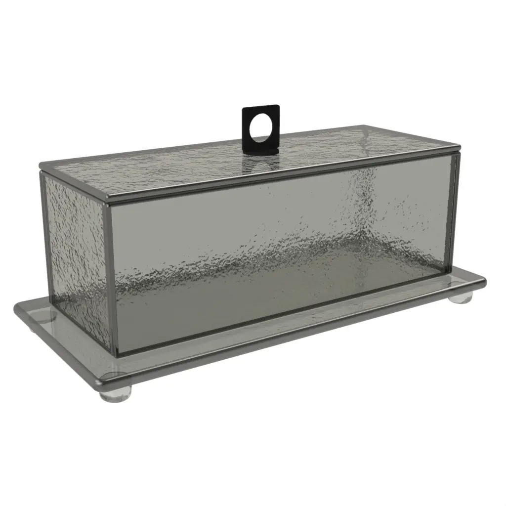 Cloche Food Cover in Gray Textured Glass - Welcome Amenities - 3/4 View