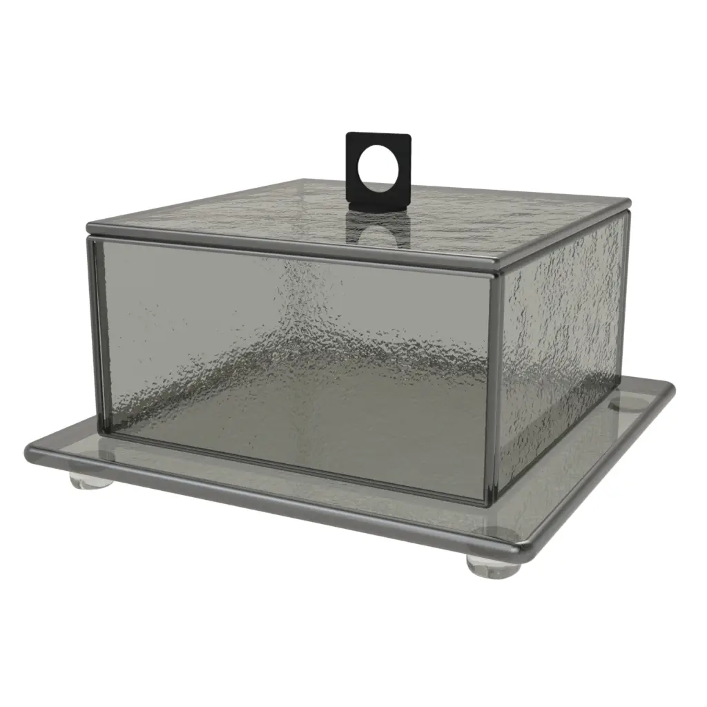 Cloche Plate in Gray Textured Glass - Welcome Amenities - 3/4 View