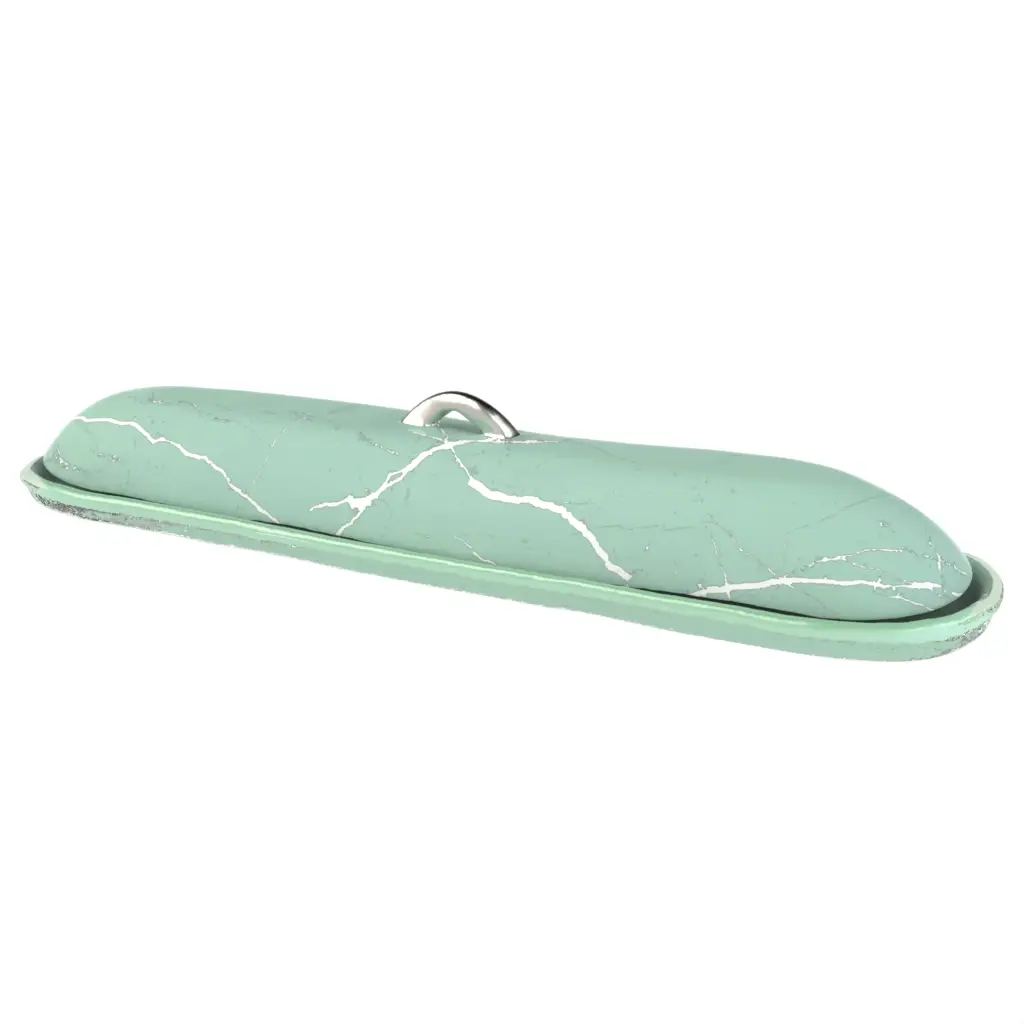 Cloche Plate in Teal Turquoise - Welcome Amenities - 3/4 View