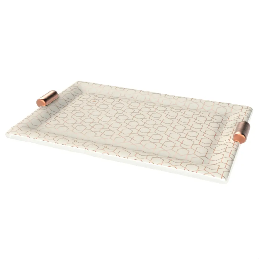 Decorative Accent Tray in Birch White - Hotel Room Decor - 3/4 View