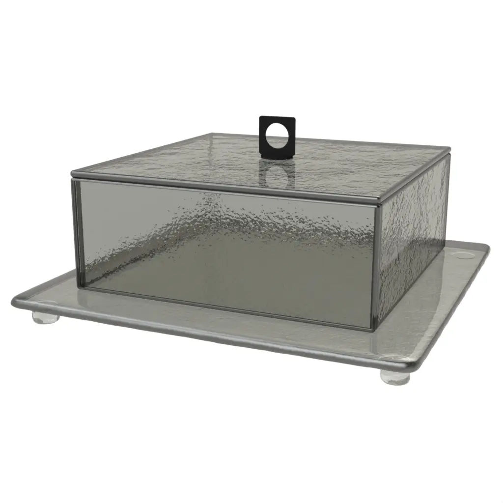 Dome Plate Cover in Gray Textured Glass - Welcome Amenities - 3/4 View