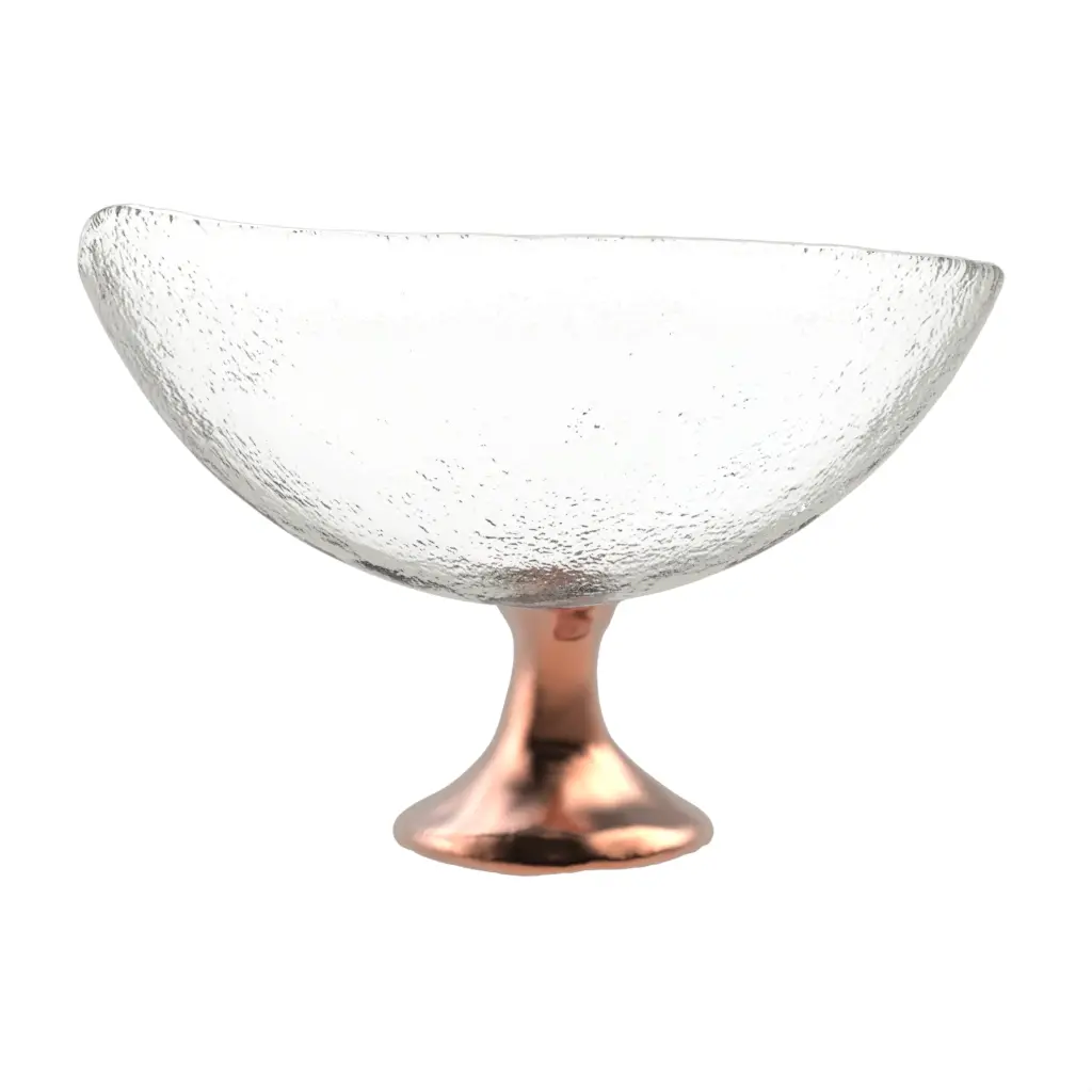 Footed Bowl Centerpiece in Glass With Texture - Welcome Amenities - 3/4 View
