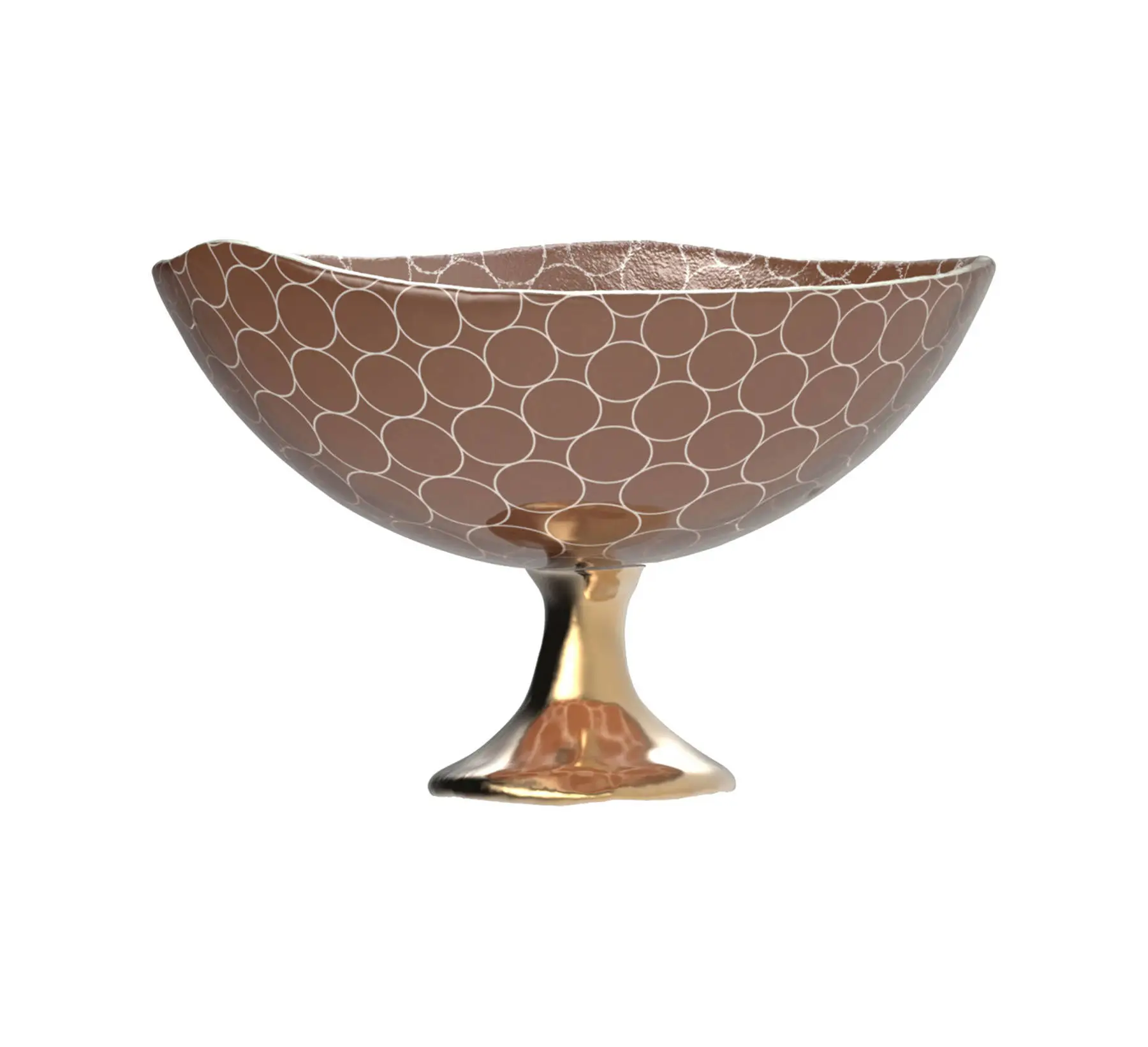 Footed Bowl Centerpiece in Choco Brown - Welcome Amenities - 3/4 View