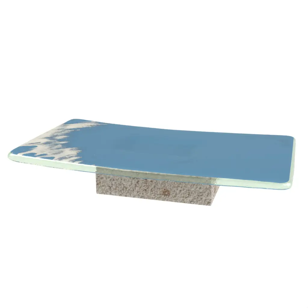 Footed Tray in Niagara Blue - Hotel Room Decor - 3/4 View