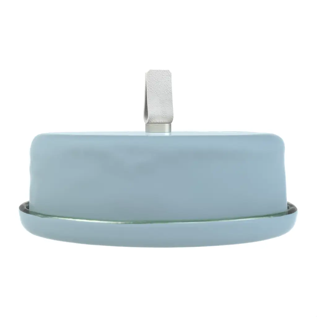 Glass Domed Serving Tray in Light Blue - Welcome Amenities - 3/4 View