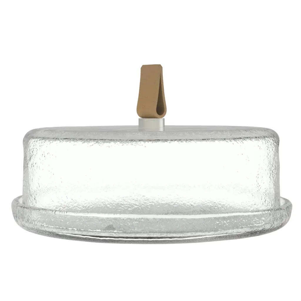 Glass Domed Serving Tray in Glass With Texture - Welcome Amenities - 3/4 View