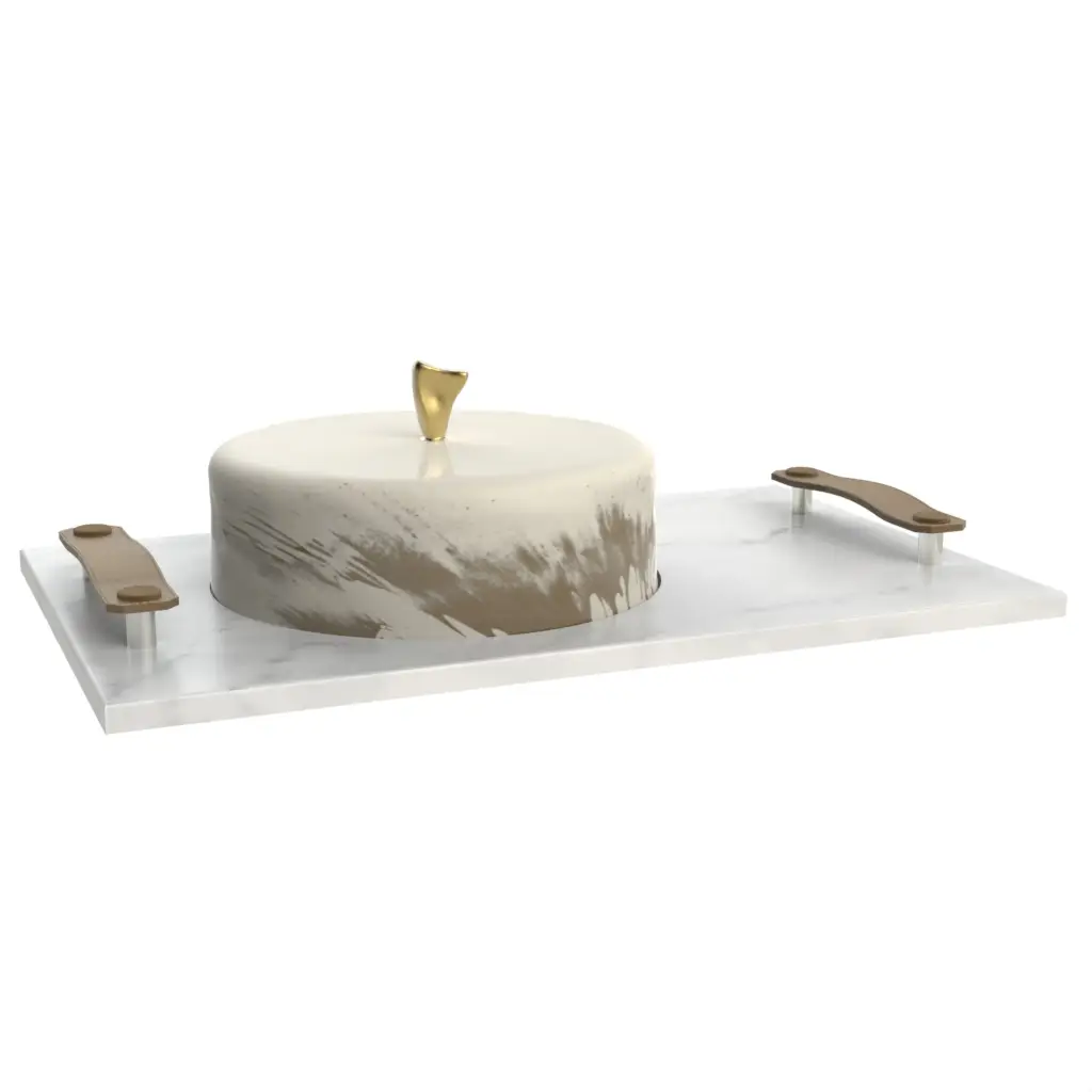 Glass Domed Serving Tray in Birch White - Welcome Amenities - 3/4 View