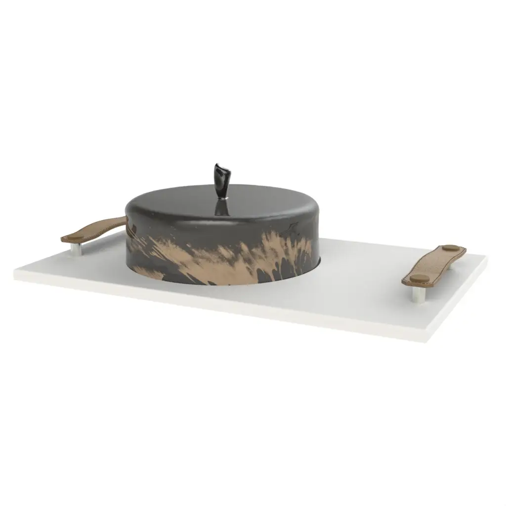Glass Domed Serving Tray in Dark Gray - Welcome Amenities - 3/4 View