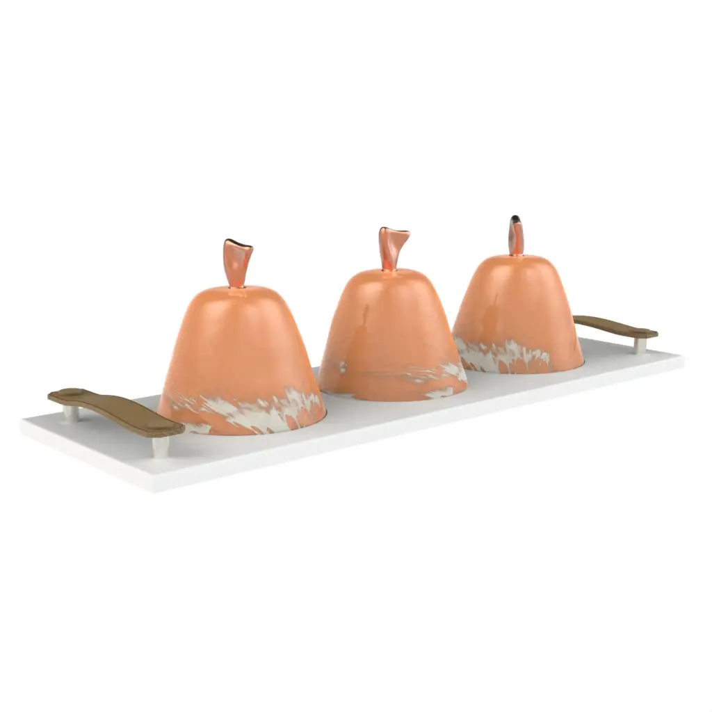 Glass Domed Serving Tray in Apricot Crush - Welcome Amenities - 3/4 View