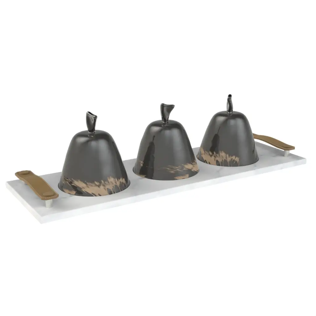 Glass Domed Serving Tray in Dark Gray - Welcome Amenities - 3/4 View