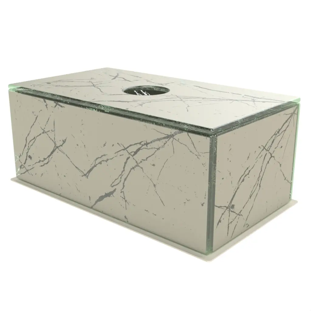 Glass Tissue Box Cover in Gray - Hotel Bathroom Accents - 3/4 View